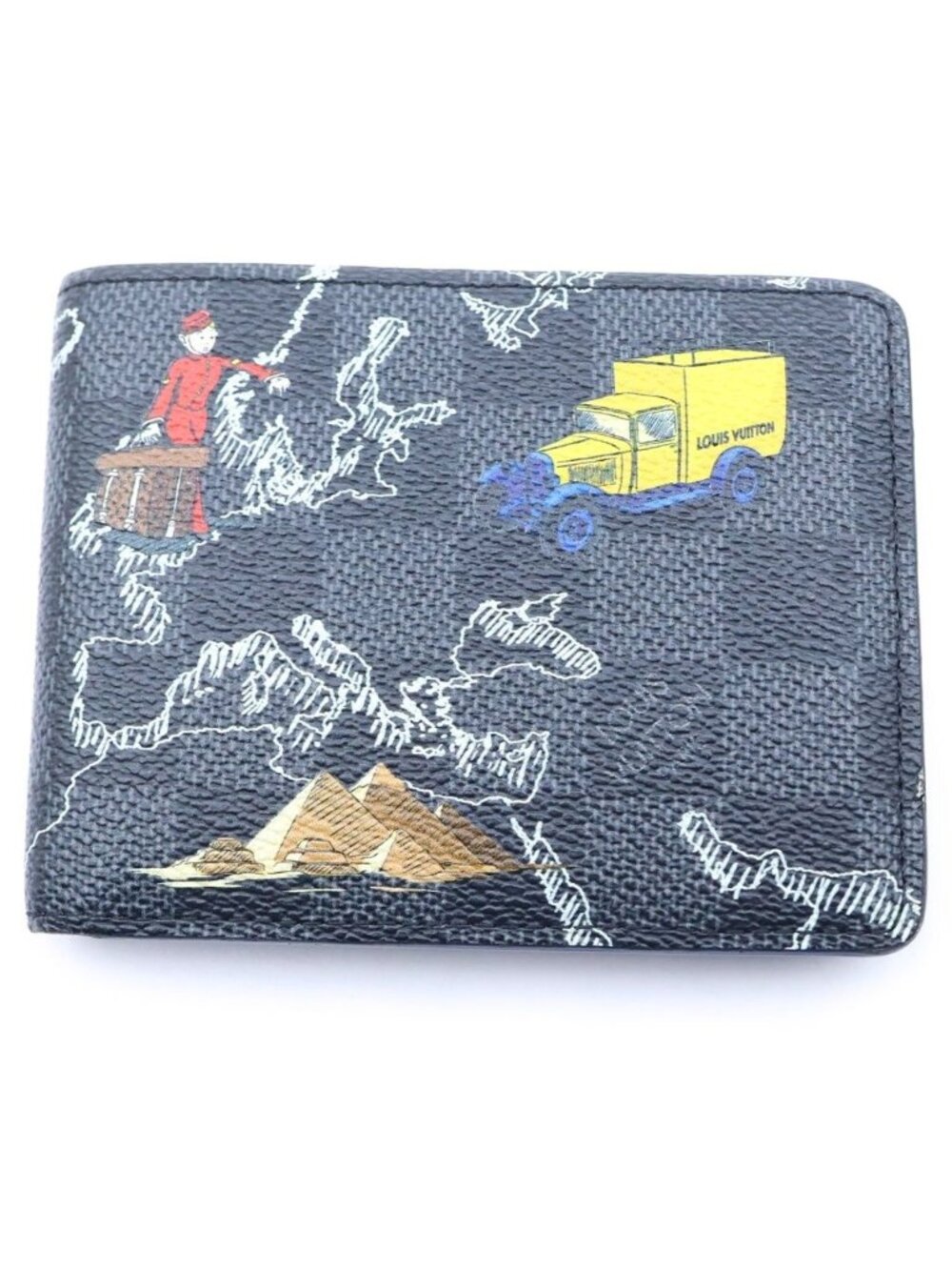 Louis Vuitton Damier Graphite Map Portefeuille Slender NM Bifold Wallet Compact